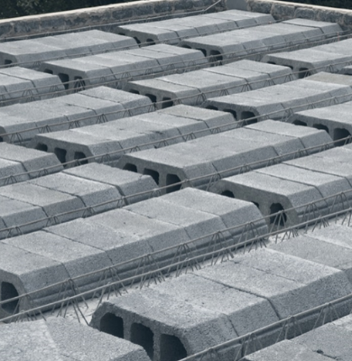 Hollow core and rib and block precast floor slabs.